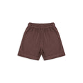 Brown baby shorts with an elastic waistband, made from soft, textured fabric for comfort and easy movement. Ideal for newborns and toddlers.
