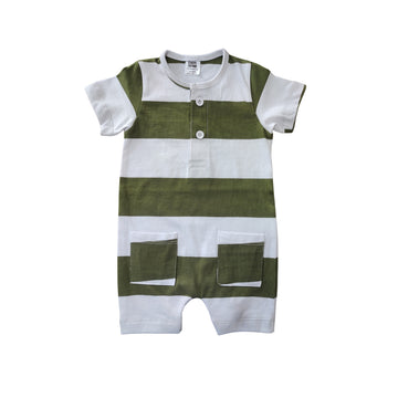 Newborn Baby Romper (White-Olive)
