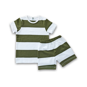 Baby T-Shirt and Short ( White-Olive )