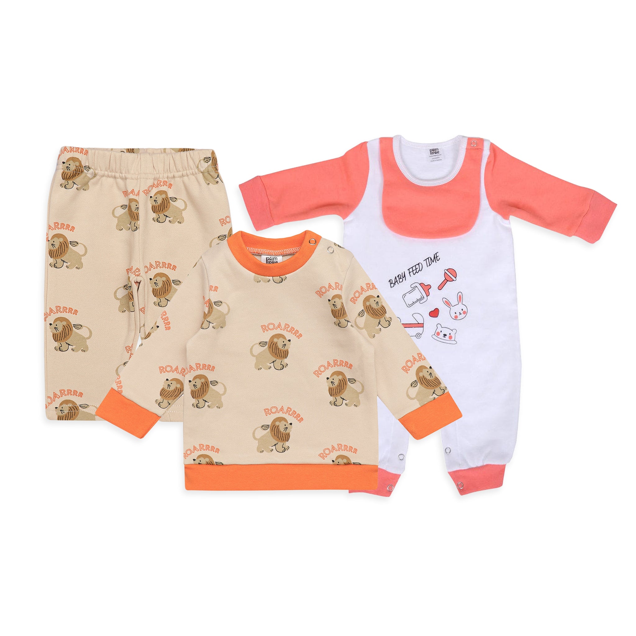 Set of 3 Pack Sweatshirt Trouser & Bib Romper